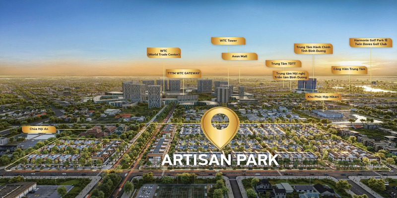 Vị trí đặc địa của Artisan Park ngay trung tâm hành chính tỉnh Bình Dương 