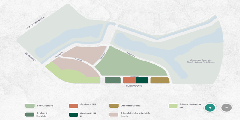 sơ đồ vị trí phân khu The Orchard