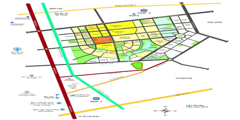 Bản đồ quy hoạch trung tâm Thành phố Mới Bình Dương